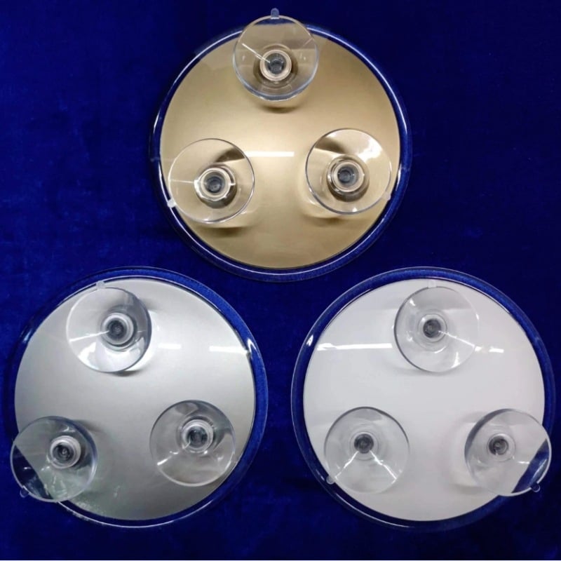 Sminktükör szívófejes rögzítéssel, 10x–30x nagyítás, akril keret, üveg lencse, fürdőszobai használatra