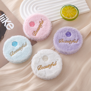 Stolno dvostrano preklopno ogledalo s kružnim izšivanim rose plush ukrasom, ABS okvir, aluminijsko ogledalo, prilagodljiv logotip