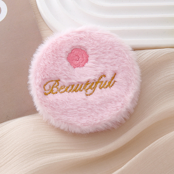 Stolno dvostrano preklopno ogledalo s kružnim izšivanim rose plush ukrasom, ABS okvir, aluminijsko ogledalo, prilagodljiv logotip