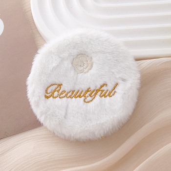 Stolno dvostrano preklopno ogledalo s kružnim izšivanim rose plush ukrasom, ABS okvir, aluminijsko ogledalo, prilagodljiv logotip