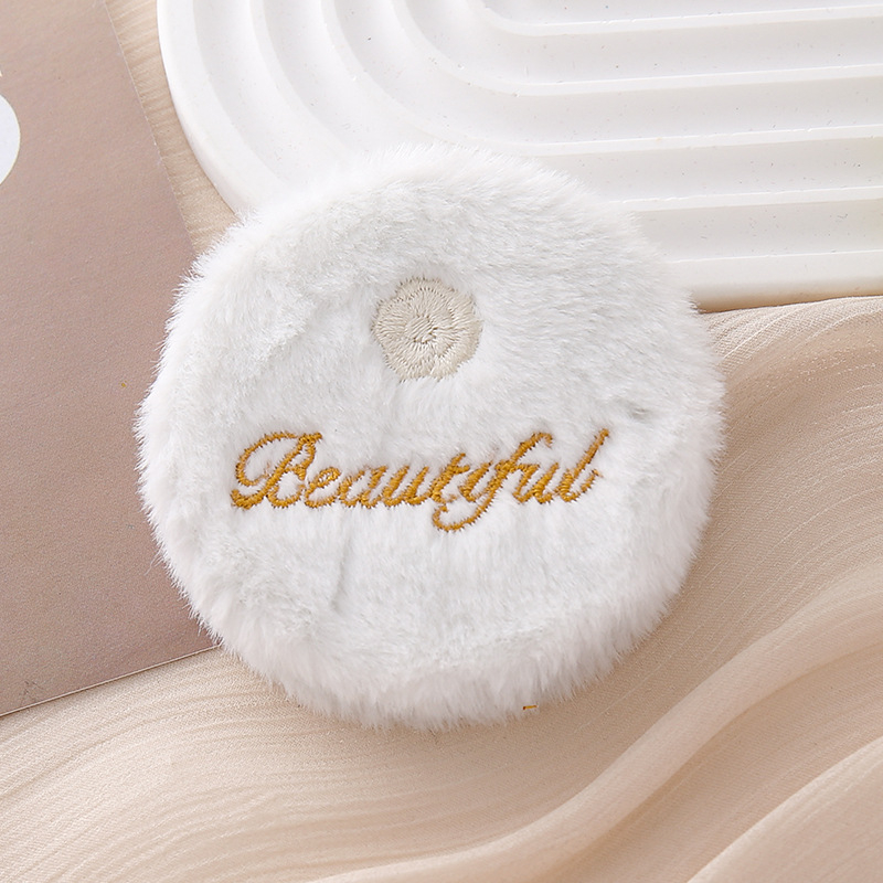 Stolno dvostrano preklopno ogledalo s kružnim izšivanim rose plush ukrasom, ABS okvir, aluminijsko ogledalo, prilagodljiv logotip