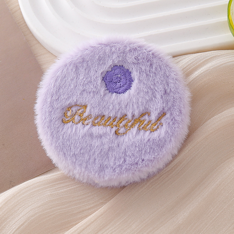 Stolno dvostrano preklopno ogledalo s kružnim izšivanim rose plush ukrasom, ABS okvir, aluminijsko ogledalo, prilagodljiv logotip