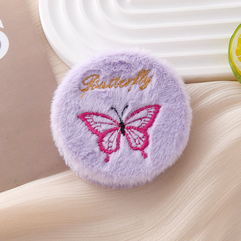 Stolno dvostrano preklopno ogledalo s kružnim izšivanim rose plush ukrasom, ABS okvir, aluminijsko ogledalo, prilagodljiv logotip