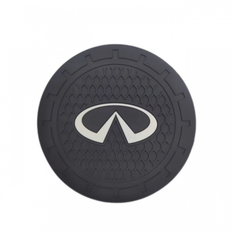 Podmetač za čašu u autu s logom – simpatičan karikaturistički unutarnji dizajn, protuklizan, pretinac za karticu, PVC materijal (Tisak loga; Prilagodba; Marka Karl Lindp)