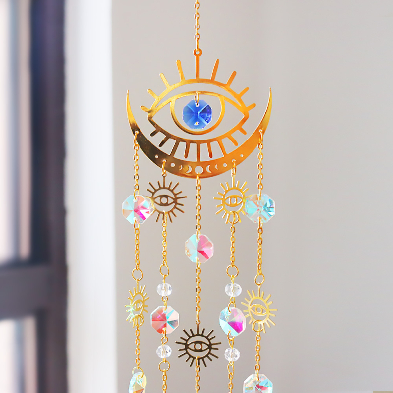 Kristalni boemski sun catcher – Zlo oko – Geometrijski oblik – K9 kristalno staklo, A35 – Moderni minimalistički stil