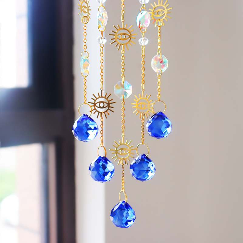 Kristalni boemski sun catcher – Zlo oko – Geometrijski oblik – K9 kristalno staklo, A35 – Moderni minimalistički stil