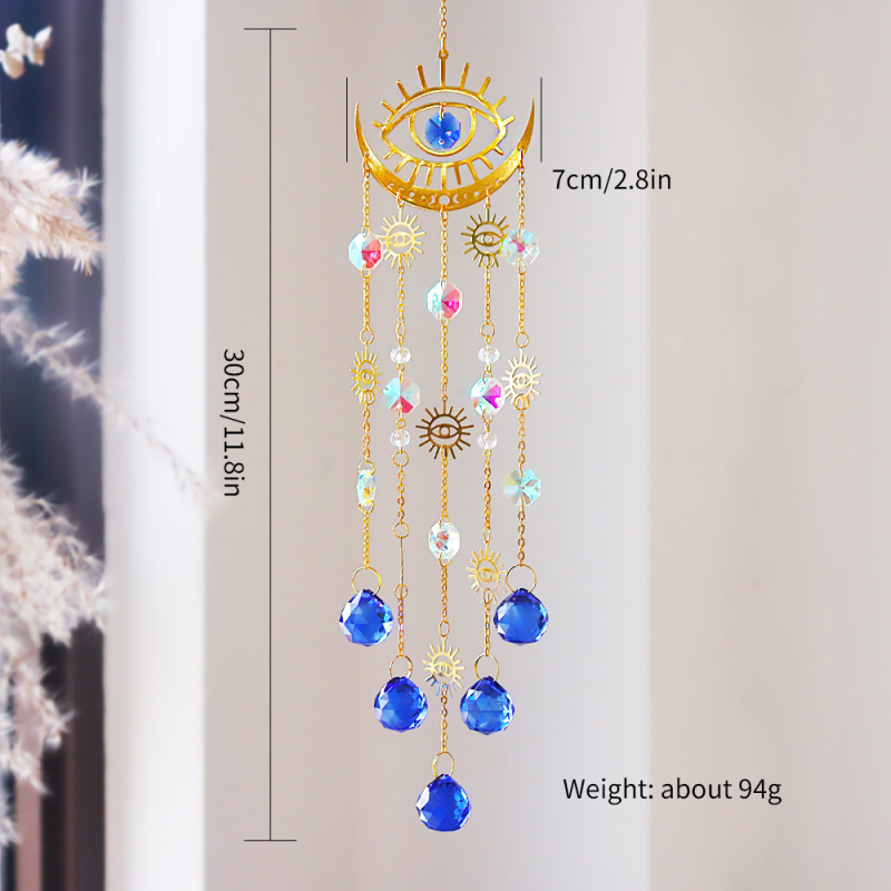 Kristalni boemski sun catcher – Zlo oko – Geometrijski oblik – K9 kristalno staklo, A35 – Moderni minimalistički stil