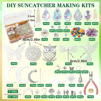 Sun Catcher DIY set — umjetni kristal, geometrijski oblik, plastična kutija, moderni minimalistički stil