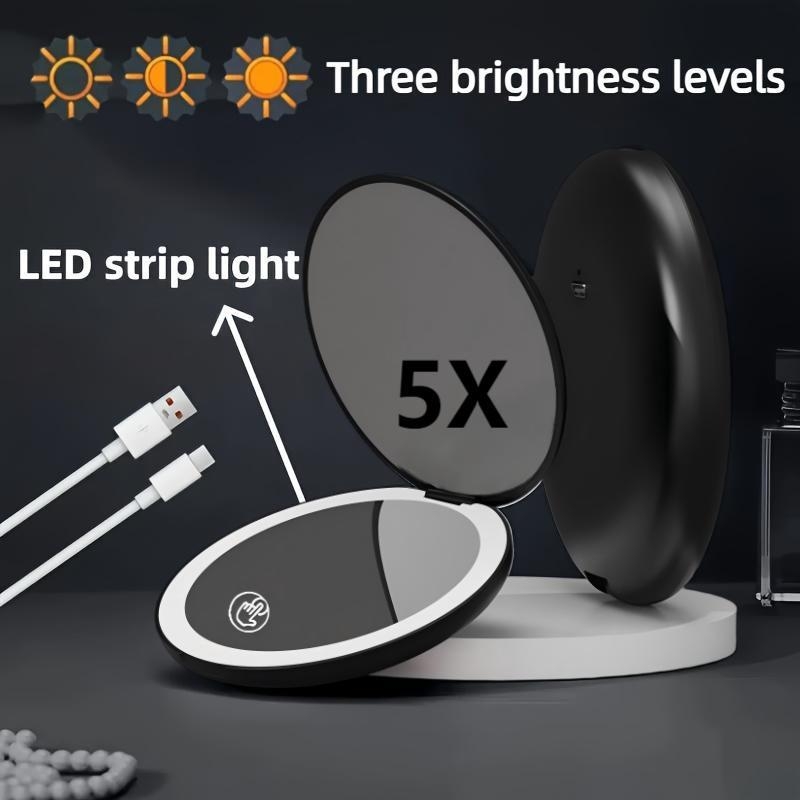 Összecsukható LED sminktükör 2x/5x/10x nagyítással, kör alakú