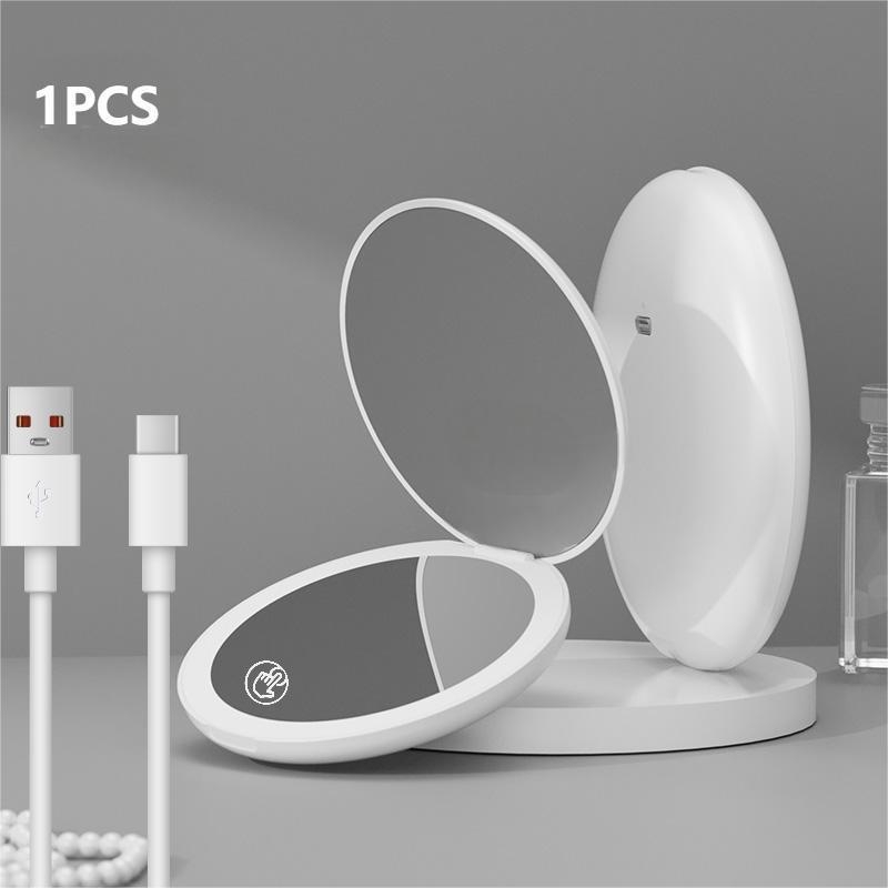 Összecsukható LED sminktükör 2x/5x/10x nagyítással, kör alakú
