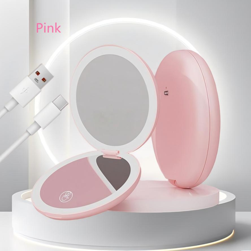 Összecsukható LED sminktükör 2x/5x/10x nagyítással, kör alakú