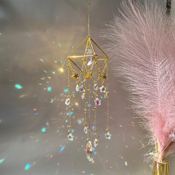 Kristalni sun catcher privjesak s geometrijskom prizmom, za unutarnje vješanje na prozor