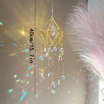 Kristalni sun catcher privjesak s geometrijskom prizmom, za unutarnje vješanje na prozor