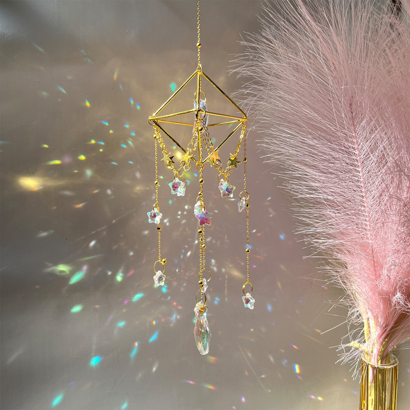 Kristalni sun catcher privjesak s geometrijskom prizmom, za unutarnje vješanje na prozor