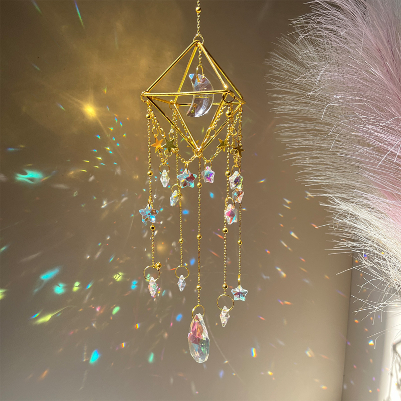 Kristalni sun catcher privjesak s geometrijskom prizmom, za unutarnje vješanje na prozor