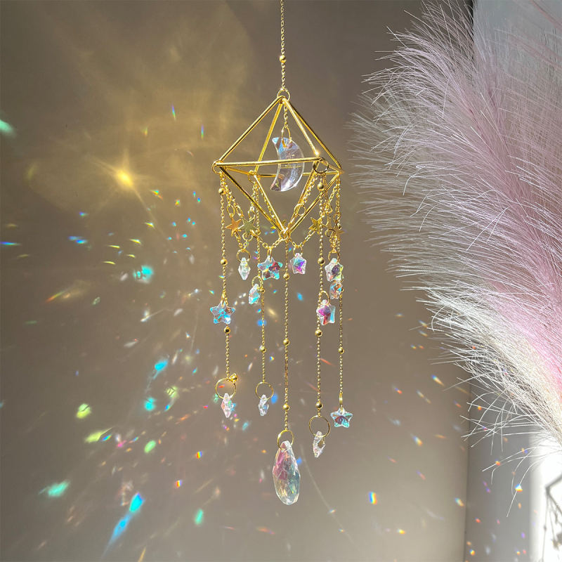 Kristalni sun catcher privjesak s geometrijskom prizmom, za unutarnje vješanje na prozor