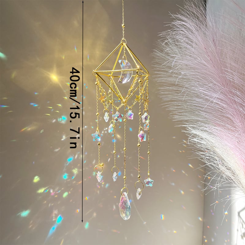 Kristalni sun catcher privjesak s geometrijskom prizmom, za unutarnje vješanje na prozor