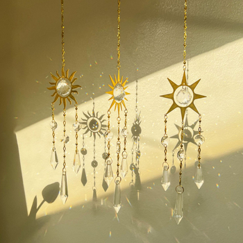 Sun Catcher s kristalnom prismom privjesak, pastoralni stil, PP vrećica za pakiranje, spreman za poklon
