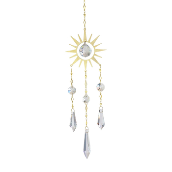 Sun Catcher s kristalnom prismom privjesak, pastoralni stil, PP vrećica za pakiranje, spreman za poklon