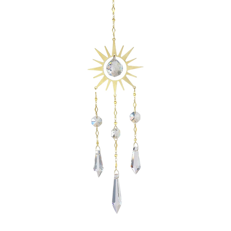 Sun Catcher s kristalnom prismom privjesak, pastoralni stil, PP vrećica za pakiranje, spreman za poklon