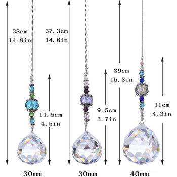 Set od 3 prozirnih kristalnih prizmi kuglica za prozor | Duga svjetlost, geometrijski kristalni ukras; Materijal: kristal; Kategorija: Geometrija; Pakiranje: PP vrećica; Stil: Svijetli luksuz