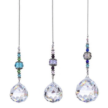 Set od 3 prozirnih kristalnih prizmi kuglica za prozor | Duga svjetlost, geometrijski kristalni ukras; Materijal: kristal; Kategorija: Geometrija; Pakiranje: PP vrećica; Stil: Svijetli luksuz