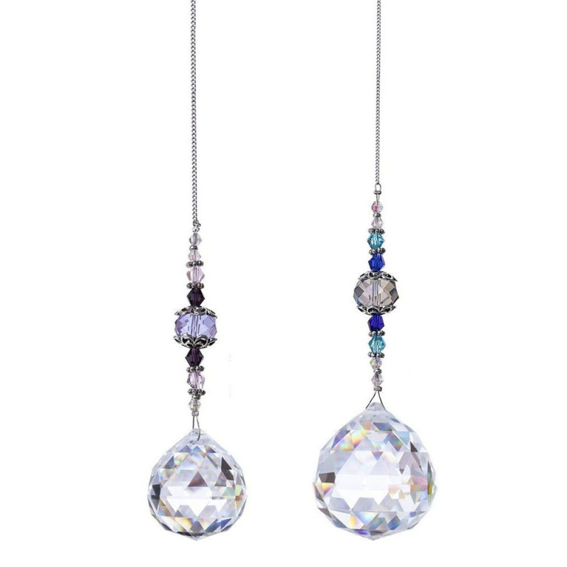 Set od 3 prozirnih kristalnih prizmi kuglica za prozor | Duga svjetlost, geometrijski kristalni ukras; Materijal: kristal; Kategorija: Geometrija; Pakiranje: PP vrećica; Stil: Svijetli luksuz