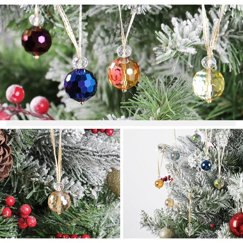 12-dijelna multicolor kristalna kugla za ukrase - staklena prizma, mini kristalni privjesci, Lori brand, osvjetljenje, kartonsko pakiranje, moderni minimalistički stil