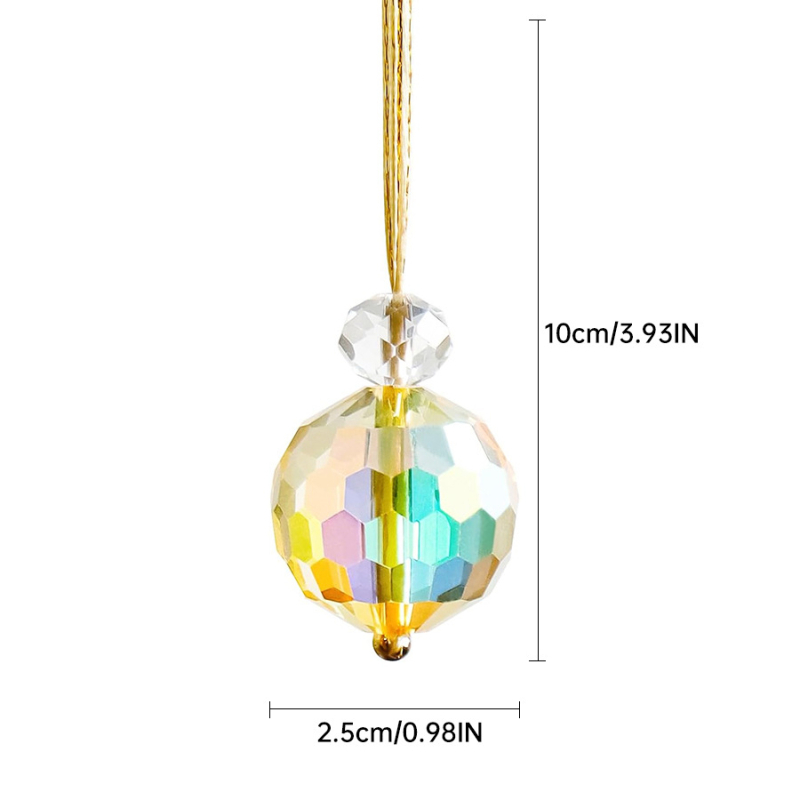 12-dijelna multicolor kristalna kugla za ukrase - staklena prizma, mini kristalni privjesci, Lori brand, osvjetljenje, kartonsko pakiranje, moderni minimalistički stil