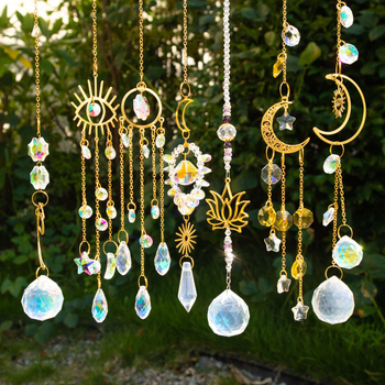 Kristalni sun catcher privjesak - K9 kristal, geometrijski oblik, dizajn s prismom kuglicom, ambalaža OPP vrećica, moderni minimalistički stil