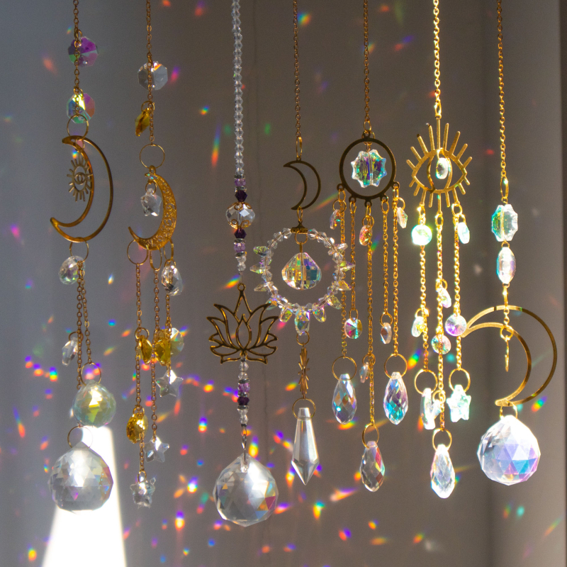 Kristalni sun catcher privjesak - K9 kristal, geometrijski oblik, dizajn s prismom kuglicom, ambalaža OPP vrećica, moderni minimalistički stil