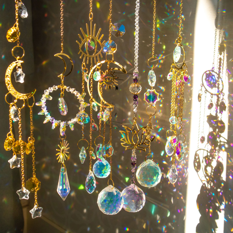 Kristalni sun catcher privjesak - K9 kristal, geometrijski oblik, dizajn s prismom kuglicom, ambalaža OPP vrećica, moderni minimalistički stil