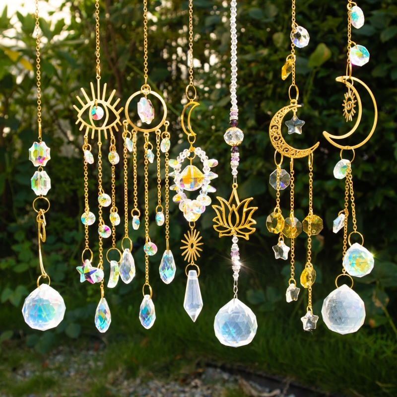 Kristalni sun catcher privjesak - K9 kristal, geometrijski oblik, dizajn s prismom kuglicom, ambalaža OPP vrećica, moderni minimalistički stil