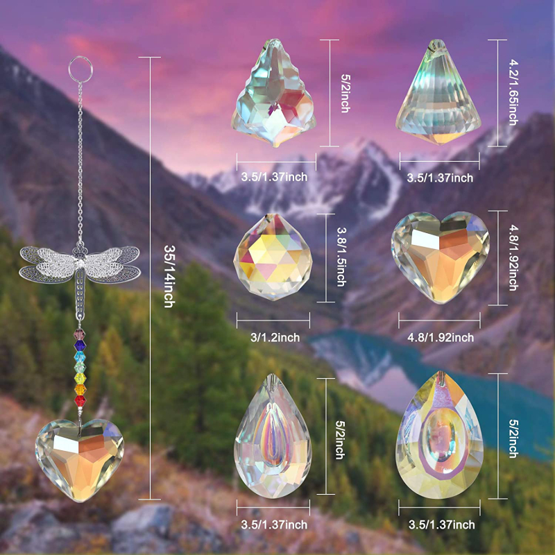 Sun catcher s kristalnom kuglom i prizmom za prozor – moderni minimalistički dizajn, 200 g, PP vrećica pakiranje, materijal kristal