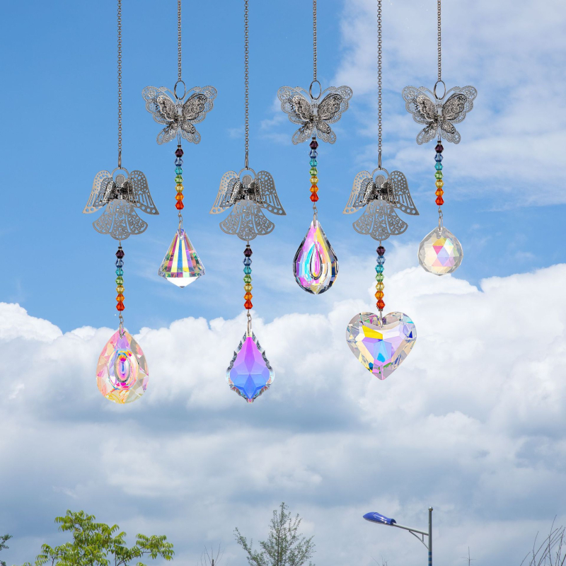Suncatcher Kristalna Prizma za Prozor s Privjeskom Leptir-Anđeo, 250 g, Moderan Minimalistički Stil