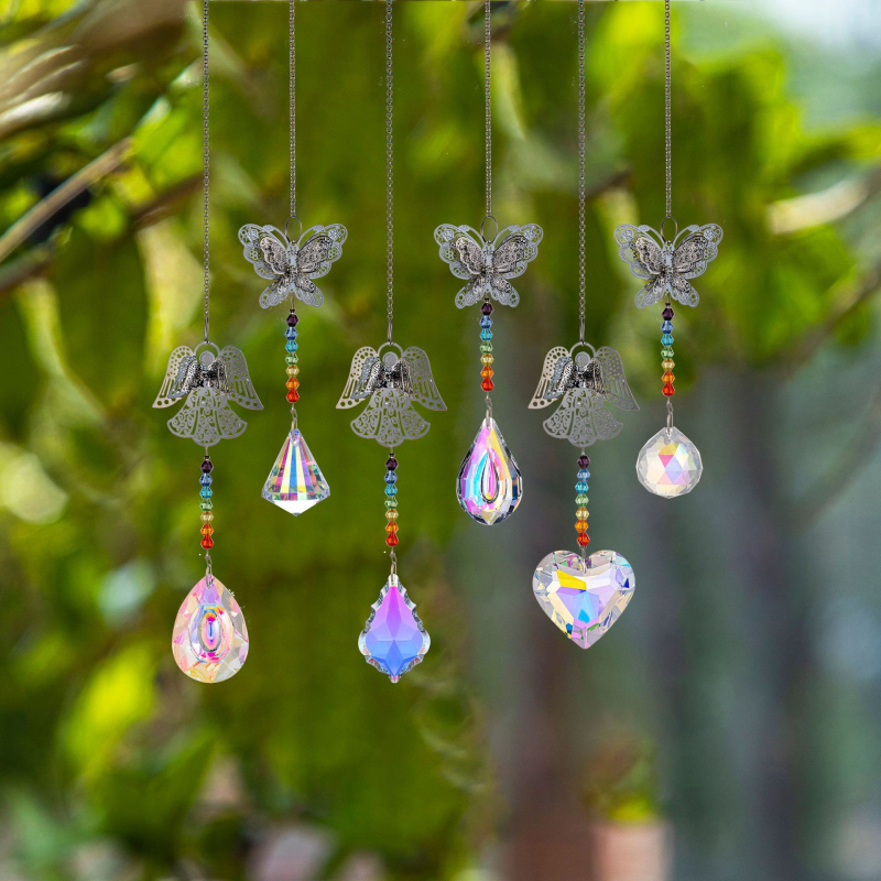 Suncatcher Kristalna Prizma za Prozor s Privjeskom Leptir-Anđeo, 250 g, Moderan Minimalistički Stil