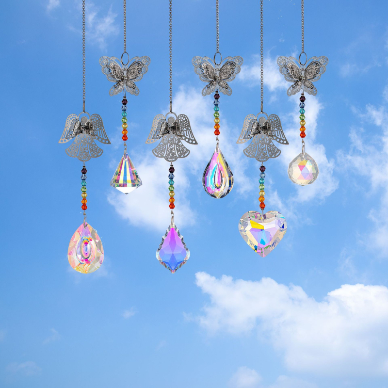 Suncatcher Kristalna Prizma za Prozor s Privjeskom Leptir-Anđeo, 250 g, Moderan Minimalistički Stil