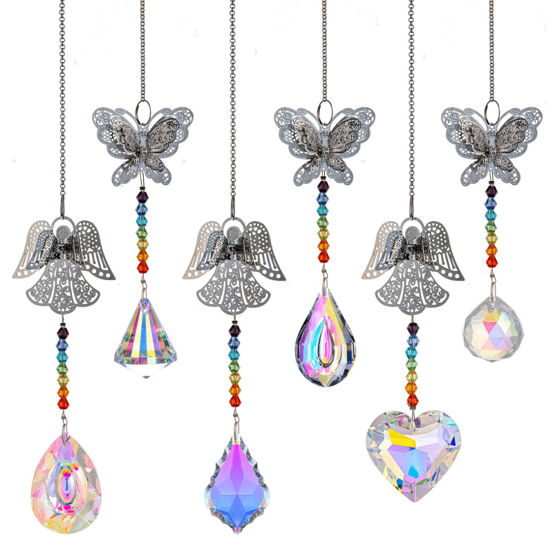 Suncatcher Kristalna Prizma za Prozor s Privjeskom Leptir-Anđeo, 250 g, Moderan Minimalistički Stil