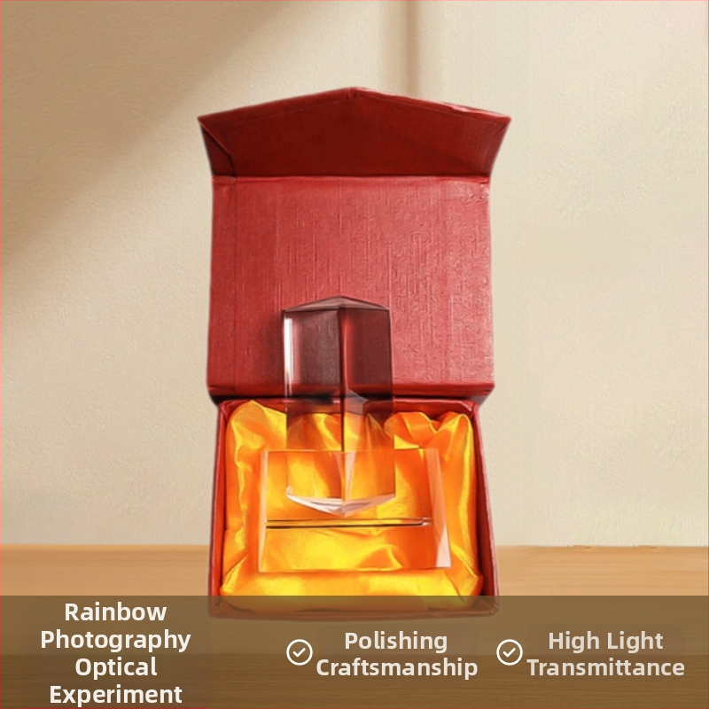 Prismă optic cu lentilă din sticlă K9, focalizare — prismă de cristal cu efect curcubeu pentru experimente optice și fotografie (Originea: Zhejiang)