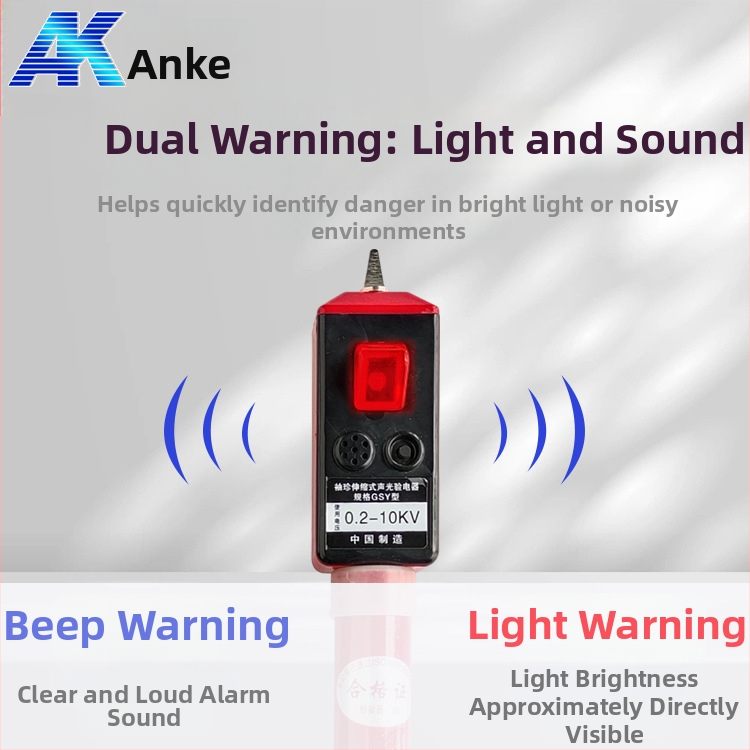 Anke vreckový elektroskop – skladateľný teleskopický dizajn, zvukovo-svetelná signalizácia, meranie vysokého a nízkeho napätia