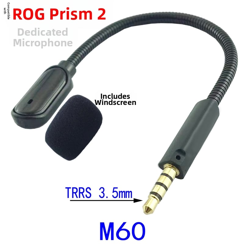 ASUS ROG Prism 2 mängukõrvaklappide mikrofon – mürasummutusega mikrofon, boomvarras, 3,5 mm, 20–20000 Hz, 32 Ω, 110 dB