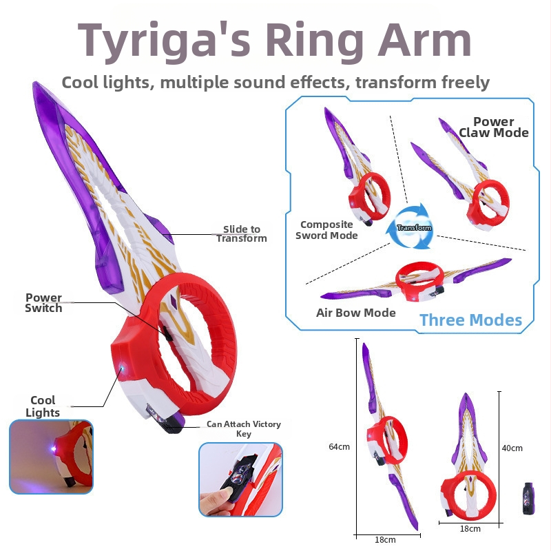 Teliga Transformer Božský svetelný prút DX, Spark Prism Ring Arm hračka s opaskom na uloženie kľúčov, Plast, Hudobná funkcia, Multifunkčné, Pre deti 4–6 rokov