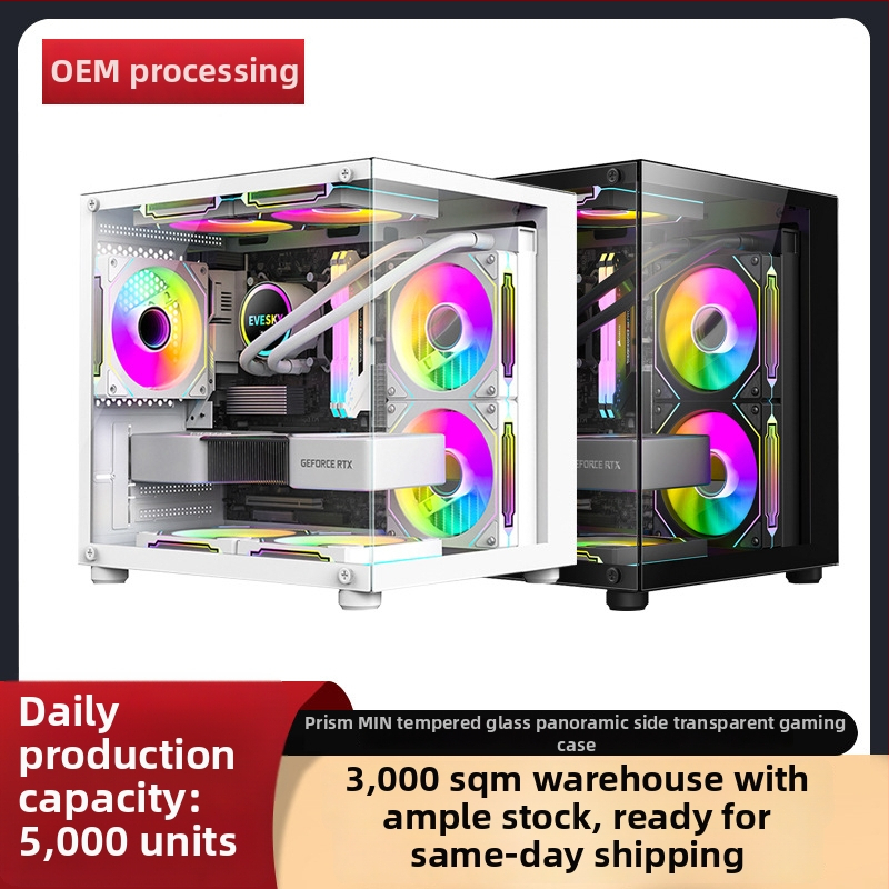 Prism mini stolná počítačová skriňa, SECC platňa, MicroATX kompatibilita, USB 3.0 predný port, zvislý dizajn, poloha zdroja dole