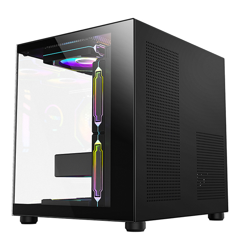 Carcasă desktop Prism mini, placă SECC, compatibil MicroATX, USB 3.0 frontal, design vertical, sursă poziționată în jos