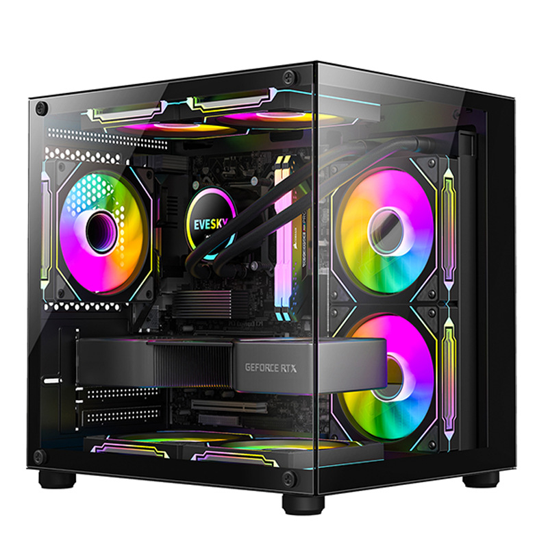 Carcasă desktop Prism mini, placă SECC, compatibil MicroATX, USB 3.0 frontal, design vertical, sursă poziționată în jos