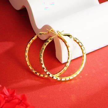 Réz fülbevalók geometriás mintázattal, elektroplatolt felület, etno retro stílus