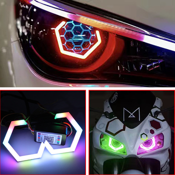 LED automobilno svjetlo s anđeoskim okom (halo), hexagonalno romboidni dizajn, dvostruka leća, 10W, 12V, 800lm, IP55, 50000h