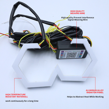 LED automobilno svjetlo s anđeoskim okom (halo), hexagonalno romboidni dizajn, dvostruka leća, 10W, 12V, 800lm, IP55, 50000h