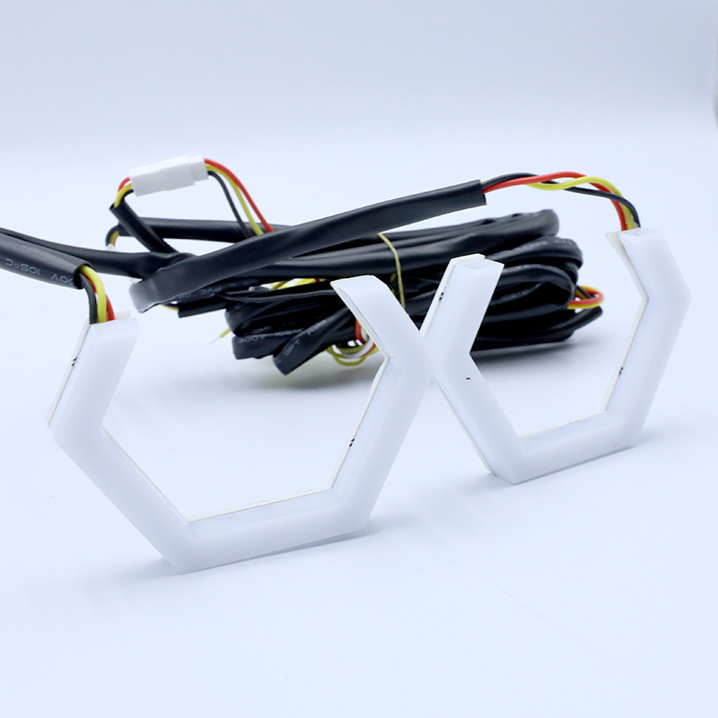 LED automobilno svjetlo s anđeoskim okom (halo), hexagonalno romboidni dizajn, dvostruka leća, 10W, 12V, 800lm, IP55, 50000h