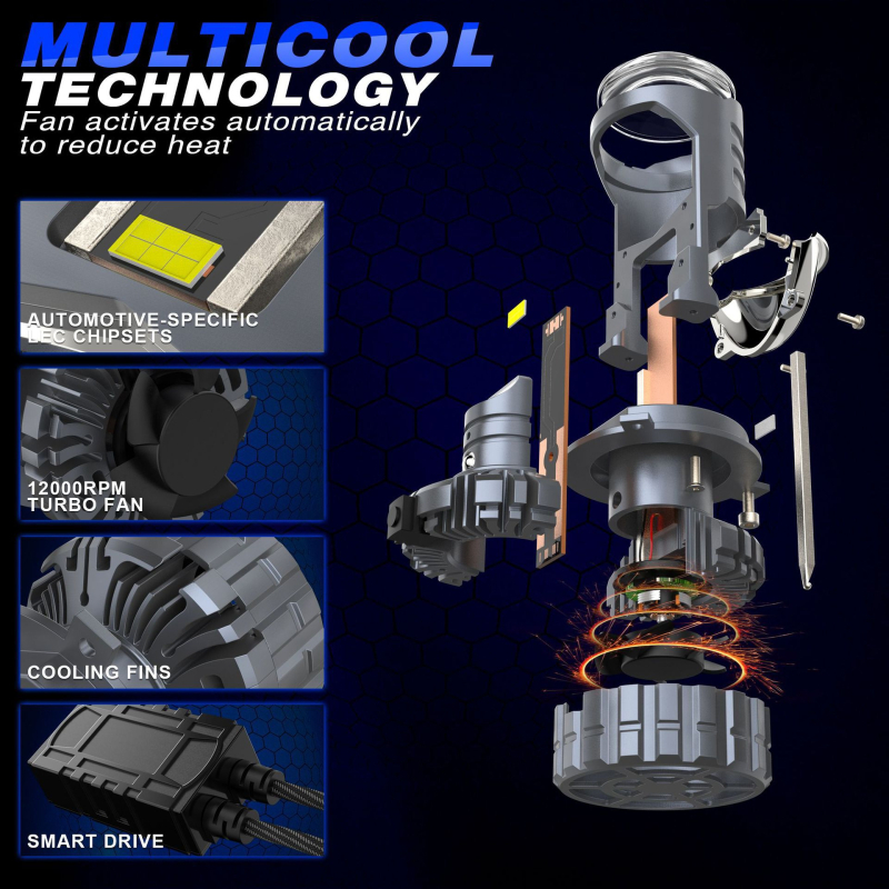 V30 H4 integrirana visokoučinkovita automobil headlight s fisheye lećom, 70W, 9-60V, 7000LM, IP68